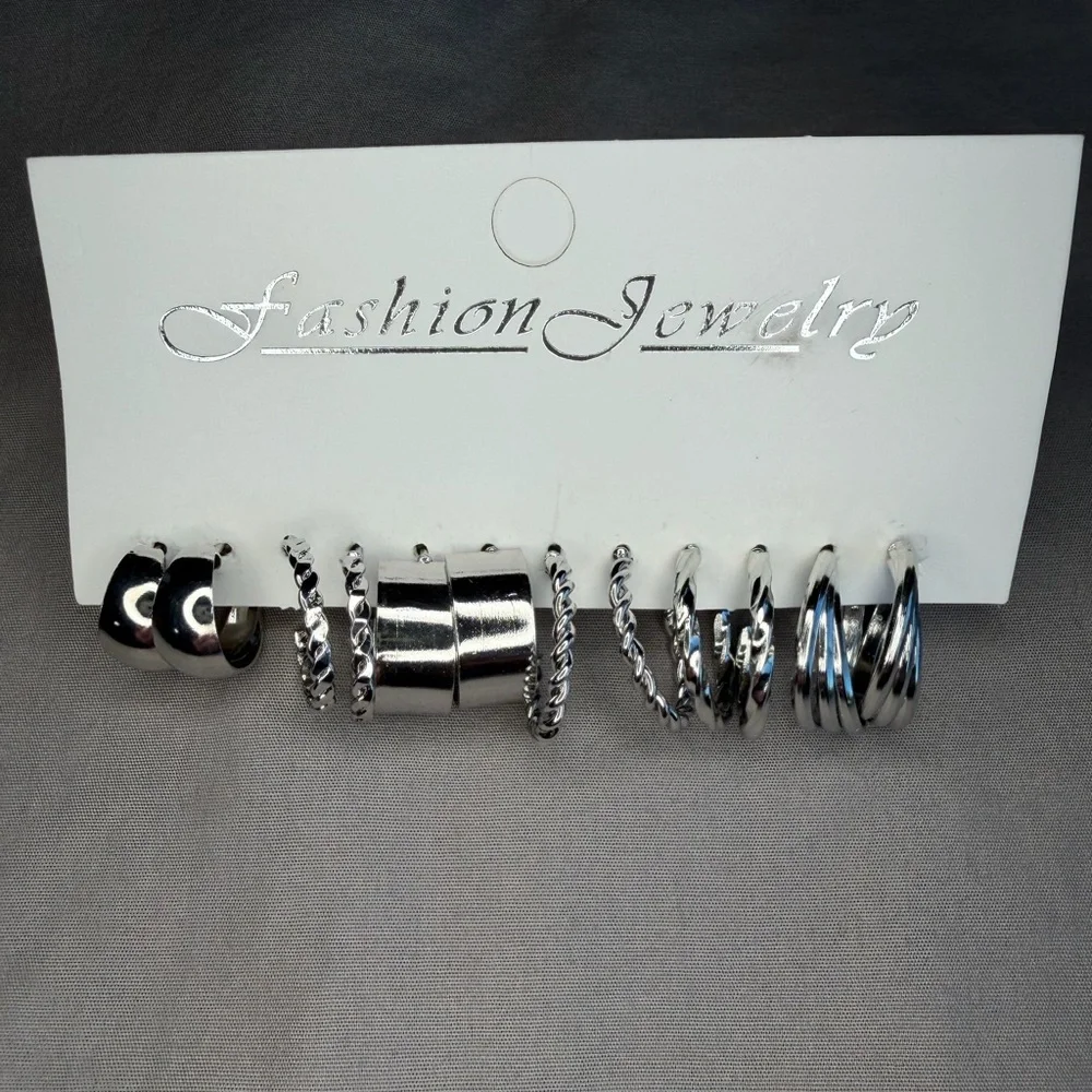 Fashion Jewelry Silver Hoop‎ Earring Set